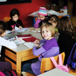 happy children group in school