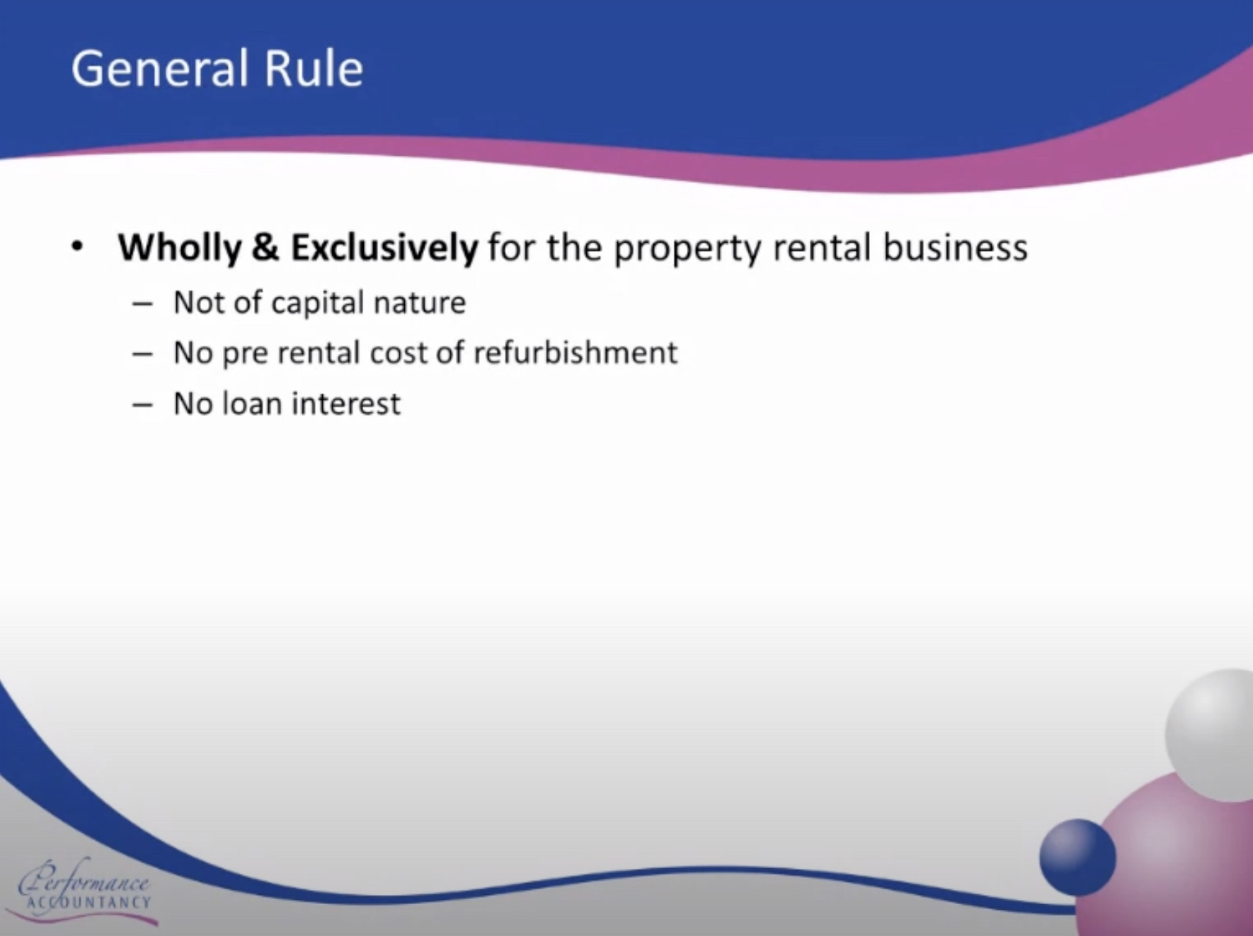 Allowable Property Expenses, Performance Accountancy, Louise Herrington, Bracknell,